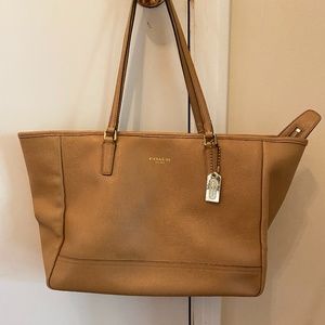 Coach Leather Tote Bag- light brown